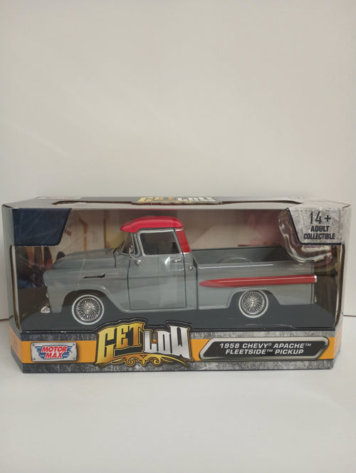 1958 CHEVY APACHE FLEETSIDE PICKUP GREY 1:24 DIECAST BY MOTORMAX